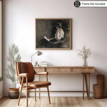 Poster Master Vintage Young Woman Reading Poster - Retro Woman Portrait Print - Minimal Art - Abstract Art - Gift for Men & Women - Great Decor for Bedroom or Living Room - 8x10 UNFRAMED Wall Art