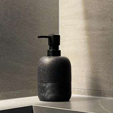 GalDal Matte Black Soap Dispenser Sets with Pump,Hand Soap and Lotion Dispenser for Bathroom Countertop,Morden Soap Dispenser for Kitchen-10.6oz.