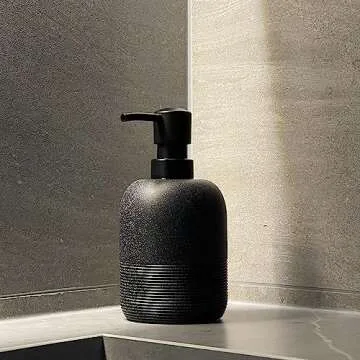 GalDal Matte Black Soap Dispenser Sets with Pump,Hand Soap and Lotion Dispenser for Bathroom Countertop,Morden Soap Dispenser for Kitchen-10.6oz.