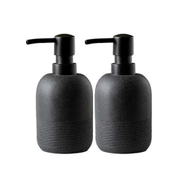 GalDal Matte Black Soap Dispenser Sets with Pump,Hand Soap and Lotion Dispenser for Bathroom Countertop,Morden Soap Dispenser for Kitchen-10.6oz.