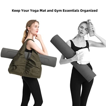 Y.U.M.C. Travel Yoga Gym Bag for Women, Carrying Workout Gear, Makeup, and Accessories, Shoe Compartment and Wet Dry Storage Pockets（Medium，Brunt）