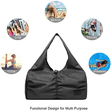 Y.U.M.C. Travel Yoga Gym Bag for Women, Carrying Workout Gear, Makeup, and Accessories, Shoe Compartment and Wet Dry Storage Pockets（Medium，Brunt）