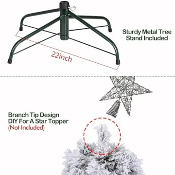 Hykolity 7.5 ft Snow Flocked Christmas Tree with 450 Lights and Pine Cones