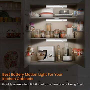 CALIONLTD Under Cabinet Lighting,Wireless Led Closet Light Battery Powered Motion Sensor Light 21 LE...