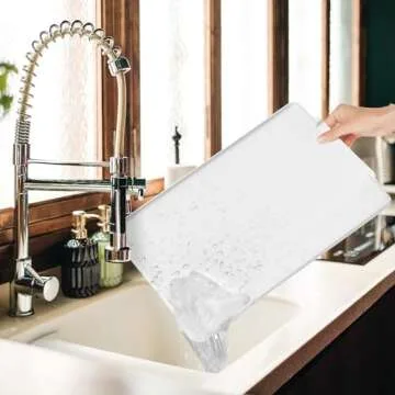 Buruis Dish Drying Rack, Gold Dish Drainer Organizer Includes Removable Drain Board and Utensil Holder, Large Capacity Stainless Steel Dish Racks for Kitchen (White)