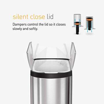 simplehuman 40 Liter / 10.6 Gallon Dual Compartment Butterfly Lid Kitchen Recycling Step Trash Can, Brushed Stainless Steel
