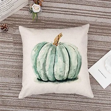 GTEXT Fall Pumpkin Throw Pillow Cover Autumn Decor Watercolor Drawing Pumpkin Pillow Case for Couch Sofa Home Decoration Fall Pillows Linen 18 X 18 Inches