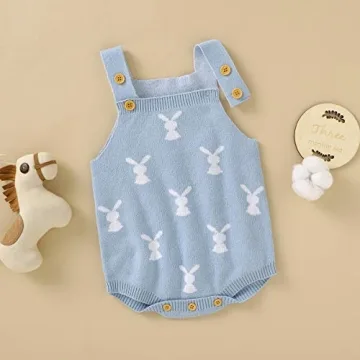 Baby Bunny Romper for Easter - Soft Knitted Bodysuit
