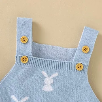 Baby Bunny Romper for Easter - Soft Knitted Bodysuit