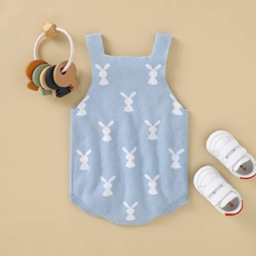 Baby Bunny Romper for Easter - Soft Knitted Bodysuit