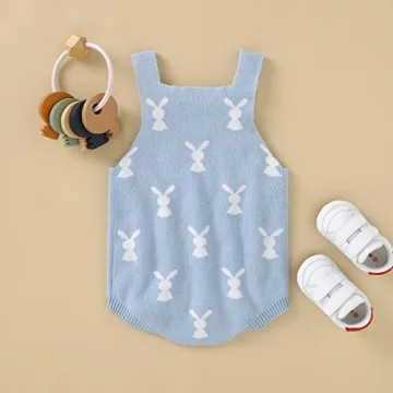 Baby Bunny Romper for Easter - Soft Knitted Bodysuit