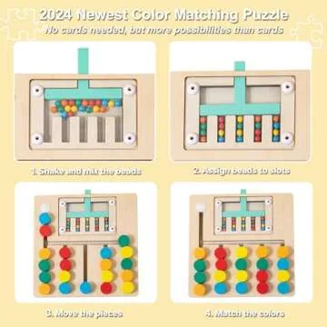 Biottro Montessori Toys for 3+ Year Old, Wooden Color Matching Puzzle Toy Brain Teasers Logic Game P...