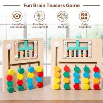 Biottro Montessori Toys for 3+ Year Old, Wooden Color Matching Puzzle Toy Brain Teasers Logic Game Preschool Educational Learning Toys for Kids Boys Girls 3 4 5 6 7 Years Old (5 Color)