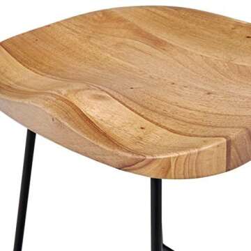 Amazon Brand – Rivet Modern Industrial Wood Kitchen Counter Bar Stool with Metal Legs, 25.6"H, Brown