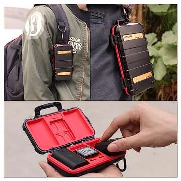 LENSGO Camera Battery Memory Card Case, Memory Card Hard Protector Case D850 Professional Water-Resistant & Anti-Shock Storage Box for 2 Camera Batteries 4 SD Cards 2 CF Cards 8 TF Cards