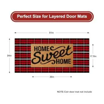 KIMODE Christmas Door Mat Outdoor 24"X51",Red/Black Buffalo Plaid Rug,Washable Cotton Hand-Woven Lay...