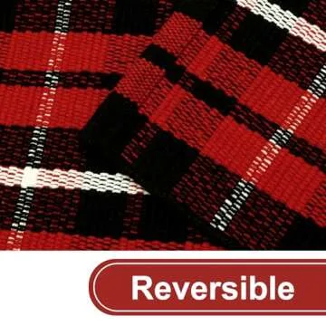 KIMODE Christmas Door Mat Outdoor 24"X51",Red/Black Buffalo Plaid Rug,Washable Cotton Hand-Woven Layered Door Mats,Reversible Outdoor Christmas Decor for Front Porch,Entryway,Kitchen