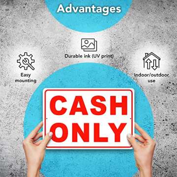 Cash Only Sign - 8 x 12 Aluminum - No Credit Card Sign - We Accept Only Cash Sign - Cash Only Sign for Business - Cash Preferred Sign Business Signs