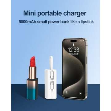 Mini Portable Charger Small Power Bank 5000mAh Battery Pack with Built-in USB C and LT Cables Ultra Compact Portable Charger for iPhone 15 14 13 12 11 Pro Max Samsung Galaxy Android and More(White)