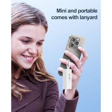 Mini Portable Charger Small Power Bank 5000mAh Battery Pack with Built-in USB C and LT Cables Ultra Compact Portable Charger for iPhone 15 14 13 12 11 Pro Max Samsung Galaxy Android and More(White)