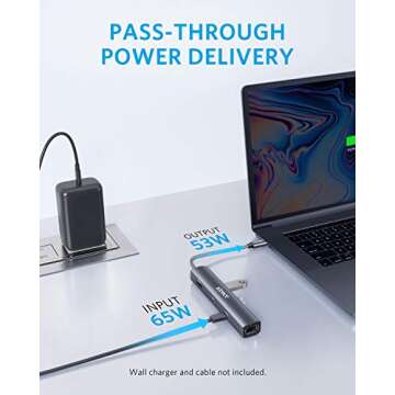 Anker 6-in-1 USB C Hub with 65W Power Delivery, 4K HDMI, 1Gbps Ethernet, USB Ports for MacBook Air, iPad Pro, XPS, and More