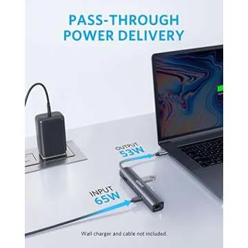 Anker 6-in-1 USB C Hub with 65W Power Delivery, 4K HDMI, 1Gbps Ethernet, USB Ports for MacBook Air, iPad Pro, XPS, and More