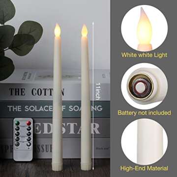 24 Pack Valentines Flameless Flicker Taper Candles with Remote and Timer, Ivory LED Taper Candles Bulk, Battery Operated Window Candles Light for Home Wedding Decoration Gifts, 11 Inch (Warm White)
