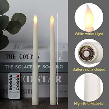 24 Pack Valentines Flameless Flicker Taper Candles with Remote and Timer, Ivory LED Taper Candles Bulk, Battery Operated Window Candles Light for Home Wedding Decoration Gifts, 11 Inch (Warm White)