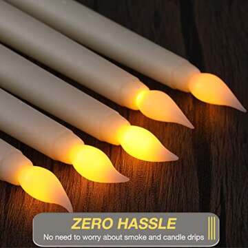 24 Pack Valentines Flameless Flicker Taper Candles with Remote and Timer, Ivory LED Taper Candles Bulk, Battery Operated Window Candles Light for Home Wedding Decoration Gifts, 11 Inch (Warm White)