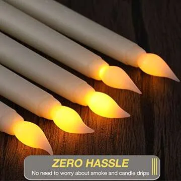 24 Pack Valentines Flameless Flicker Taper Candles with Remote and Timer, Ivory LED Taper Candles Bulk, Battery Operated Window Candles Light for Home Wedding Decoration Gifts, 11 Inch (Warm White)