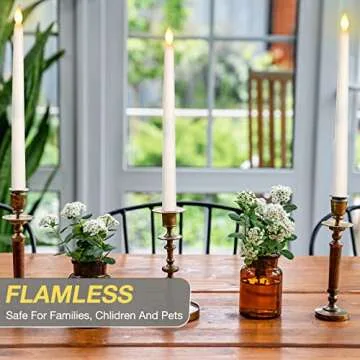 24 Pack Valentines Flameless Flicker Taper Candles with Remote and Timer, Ivory LED Taper Candles Bulk, Battery Operated Window Candles Light for Home Wedding Decoration Gifts, 11 Inch (Warm White)