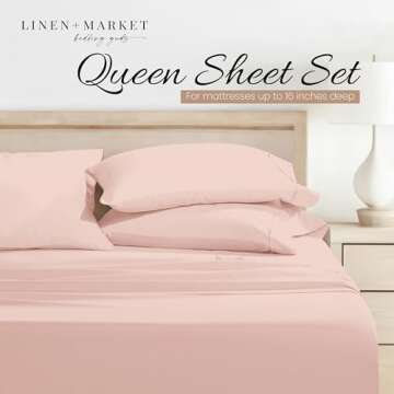 Linen Market Double-Brushed Patterned Microfiber Queen Sheet Set 4 Piece – Oeko-TEX Certified Ultra Soft & Wrinkle-Free - 16" Deep Pocket Sheets - Easy Care Queen Size - My Heart Pink