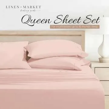 Linen Market Double-Brushed Patterned Microfiber Queen Sheet Set 4 Piece – Oeko-TEX Certified Ultra Soft & Wrinkle-Free - 16" Deep Pocket Sheets - Easy Care Queen Size - My Heart Pink