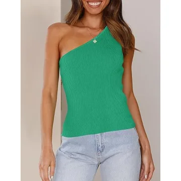 ZESICA One Shoulder Tank Top for Summer Style