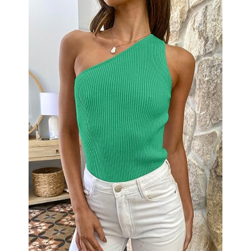 ZESICA One Shoulder Tank Top for Summer Style