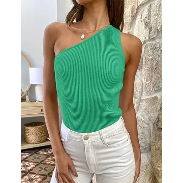 ZESICA One Shoulder Tank Top for Summer Style