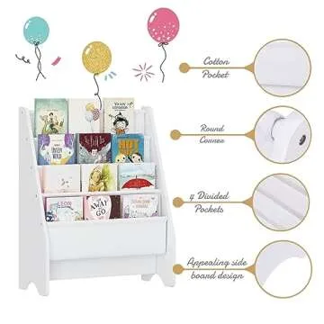 UTEX Kids Sling Bookshelf for Easy Organization and Fun