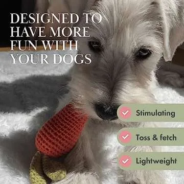 Nina Woof Organic Cotton Squeaky Dog Toys Fruits & Veggies Dog Toy Pack - Handmade Knit Dog Accessories, for Small Medium Dogs, Puppy Essentials and Puppy Toys Perfect Dog Gift