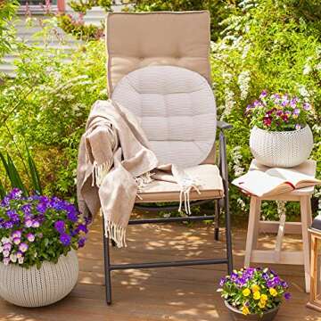 Tiita Striped Seat Cushion 2 Pack Beige Round Floor Pillows 22"x22" Chair Pad Cushions for Indoor/Outdoor Hanging Swing Chair Window Pads, Beige
