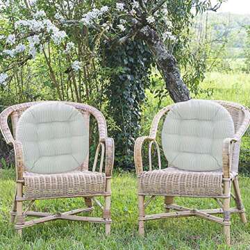 Tiita Striped Seat Cushion 2 Pack Beige Round Floor Pillows 22"x22" Chair Pad Cushions for Indoor/Outdoor Hanging Swing Chair Window Pads, Beige