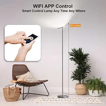 LEPOWER Floor Lamp,Bright LED Floor Lamp with 16 Million Color Choices, Touch Control&Compatible with Alexa, Goolge Home, Smart Control Dimmable Standing Lamp for Living Room, Bedroom, Office