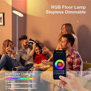 LEPOWER Floor Lamp,Bright LED Floor Lamp with 16 Million Color Choices, Touch Control&Compatible with Alexa, Goolge Home, Smart Control Dimmable Standing Lamp for Living Room, Bedroom, Office