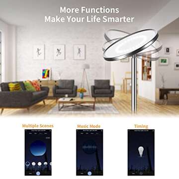 LEPOWER Floor Lamp,Bright LED Floor Lamp with 16 Million Color Choices, Touch Control&Compatible with Alexa, Goolge Home, Smart Control Dimmable Standing Lamp for Living Room, Bedroom, Office