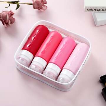 Gemice Travel Bottles for Toiletries Tsa Approved Travel Size Containers BPA Free Leak Proof Tubs Refillable Liquid Travel Accessories for Cometic Shampoo and Lotion Soap