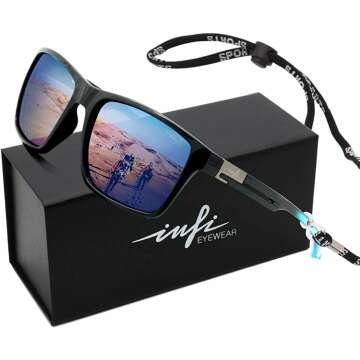 INFI Fishing Polarized Sunglasses for Men Driving Running Golf Sports Glasses Square UV Protection D...