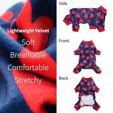 Fitwarm Valentines Day Sweet Hearts Pajamas for Dogs