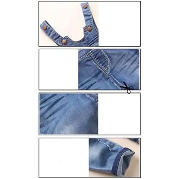 KIDSCOOL SPACE Baby and Little Boys/girls Plaid Lining Denim Overalls,Blue 6-12 Months