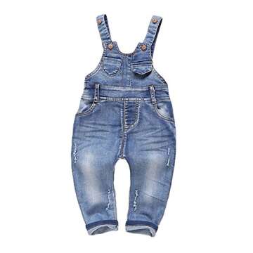 KIDSCOOL SPACE Baby and Little Boys/girls Plaid Lining Denim Overalls,Blue 6-12 Months