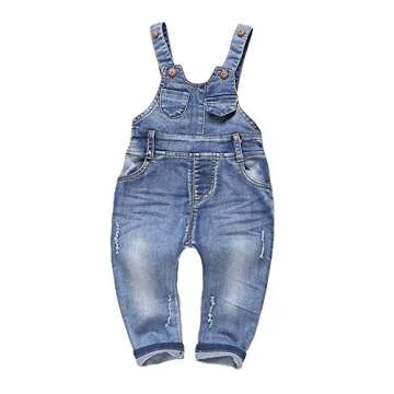 KIDSCOOL SPACE Baby and Little Boys/girls Plaid Lining Denim Overalls,Blue 6-12 Months