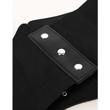 GRACE KARIN Women’s Elastic Costume Waist Belt O-Ring Front Gothic Punk Corset Belt for Women(Black Goth Style,M)